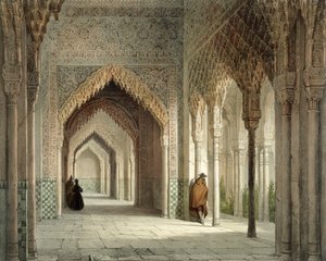 La sala del tribunal de la Alhambra, Granada, 1853 de Leon Auguste Asselineau