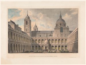 Zicht op de Patio de los Evangelistas van het Monasterio de San Lorenzo de El Escorial
Vista del Patio de los Evangelistas del R. Monasterio de S. Lorenzo (title on object) de Leon Auguste Asselineau