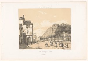 Vista de la plaza Du Guesclin en Dinan
Place Duguesclin à Dinan (título en el objeto)
Francia contemporánea (título de la serie)
La France de nos jours (título de la serie en el objeto) de Leon Auguste Asselineau