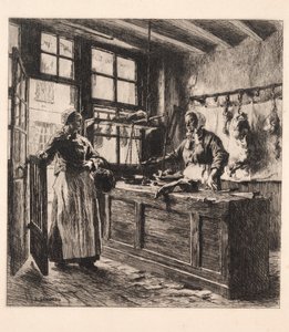 Interior of a Butcher Shop de Leon Augustin Lhermitte