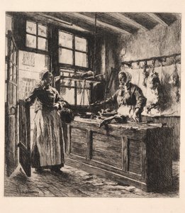 Interior de una carnicería de Leon Augustin Lhermitte