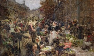 Les Halles, estudio para una pintura para el Salón de las Letras en el Hotel de Ville, París, encargado en 1889 de Leon Augustin Lhermitte