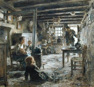 Una familia, interior Fonte (El regreso del padre) 1887 de Leon Augustin Lhermitte