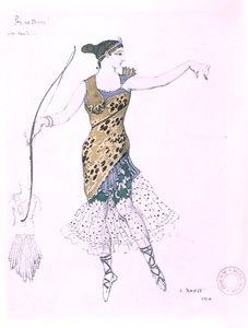 Anna Pavlova vestida como Diana de Leon Bakst