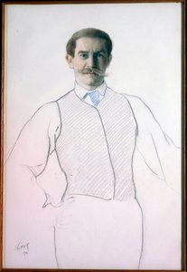 Autorretrato (Autorretrato) - Dibujo de Leon Bakst (1866-1924), Dim. 32,6 x 28,6 cm de Leon Bakst