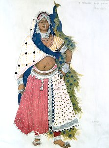 Bayadera con pavo real, diseño de vestuario de ballet, 1911 de Leon Bakst