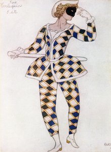 Diseño de vestuario para Arlequín, de La Bella Durmiente, 1921 de Leon Bakst