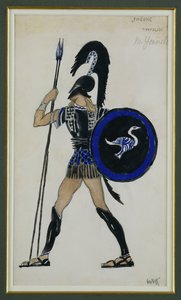 Diseño de vestuario para Hipólito de "Fedra" de Leon Bakst