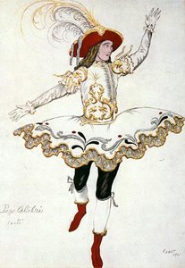 Diseño de vestuario para el Paje del Hada Colibrí, de La Bella Durmiente de Leon Bakst