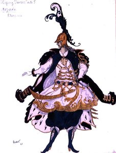 Diseño de vestuario para una Mazurca (Caballero), de La Bella Durmiente de Leon Bakst