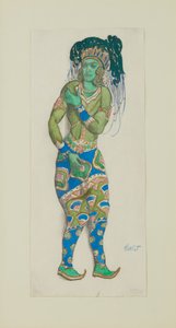 Diseño de vestuario para el Ballet Dios Azul por R. Hahn de Leon Bakst