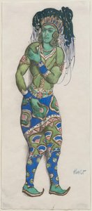 Diseño de vestuario para el Ballet Dios Azul de R. Hahn, 1911 de Leon Bakst