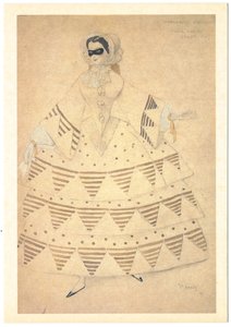 Diseño de vestuario para el ballet Carnaval de R. Schumann de Leon Bakst