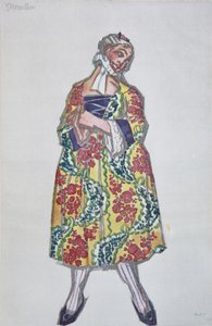 Diseño de vestuario para el ballet Le donne di buon umore de C. Goldoni, 1917 de Leon Bakst