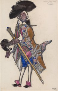 Diseño de vestuario para el ballet Las damas de buen humor de Scarlatti de Leon Bakst