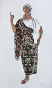 Diseño de vestuario para la ópera Fedra de Ildebrando Pizzetti, 1917 de Leon Bakst