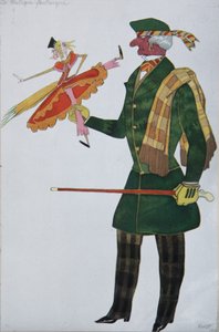 Inglés. Diseño de vestuario para el ballet La tienda de juguetes mágicos de G. Rossini, 1919 de Leon Bakst