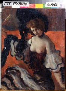 En un restaurante, dama de negro de Leon Bakst