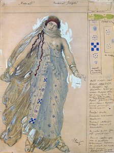 Fedra. Diseño de vestuario para el drama Hipólito de Eurípides, 1902 de Leon Bakst
