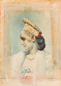Retrato de una niña con un kokoshnik de Leon Bakst