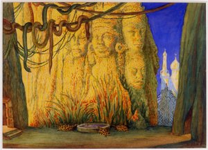 Diseño de escenario para el Ballet Dios Azul de R. Hahn