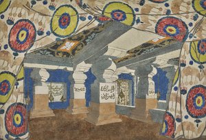Diseño de escenario para la revista Aladino, o la Lámpara Maravillosa, 1919 de Leon Bakst