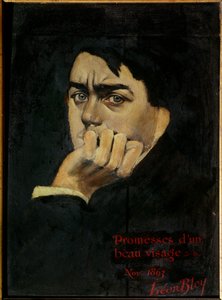Autorretrato Promesas de una hermosa pintura de cara de León Bloy (1846-1917) 1863 Colección privada. de Leon Bloy