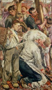 Los hombres, panel izquierdo de La Edad del Trabajador de Leon Henri Marie Frederic