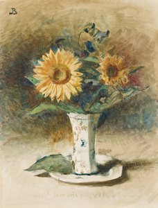 ¡Ay! No soy Van Dyck: dos girasoles en un jarrón de Leon Joseph Florentin Bonnat