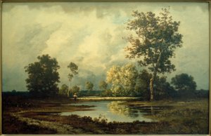 Paisaje con estanque de Leon Richet
