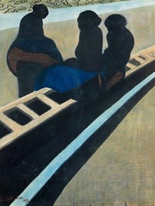 Esposas de pescadores en el muelle de Leon Spilliaert