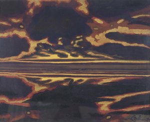 Paisaje marino con puesta de sol