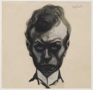 Autorretrato, c.1903 (pincel, tinta negra y pastel sobre papel crema) de Leon Spilliaert