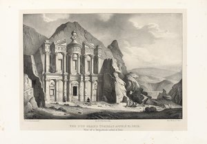 Vista de una Gran Tumba llamada El Deir, Petra de Leon de Laborde