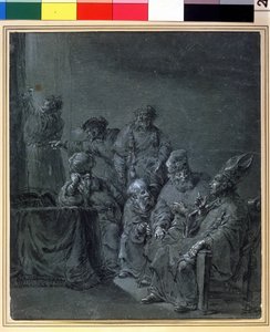 “‘Tema bíblico’” (Un tema bíblico). Dibujo de Leonaert Bramer (1596-1674). Museo Pushkin del siglo XVII, Moscú de Leonard Bramer