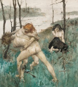 Defendiendo su honor (lápiz y acuarela sobre papel) de Leonard Erskine Hill