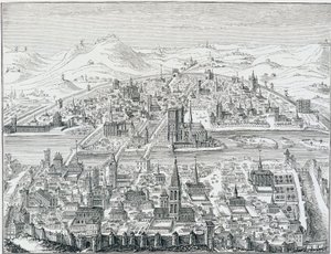 Gran vista en perspectiva de París en 1607, basada en el grabado de Léonard Gaultier de Leonard Gaultier