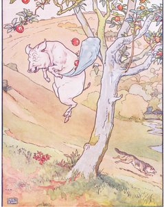 ¿Son manzanas bonitas? Sí, muy bonitas, dijo el cerdito, te arrojaré una de Leonard Leslie Brooke