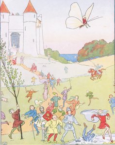 Saltó sobre la espalda de la mariposa y fue llevado al aire de Leonard Leslie Brooke