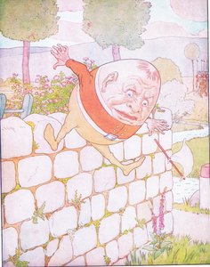 Humpty Dumpty tuvo una gran caída (litografía en color)