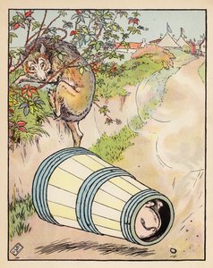 Ilustración de Los tres cerditos (litografía en color) de Leonard Leslie Brooke