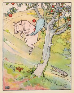 Ilustración de Los tres cerditos (litografía en color) de Leonard Leslie Brooke