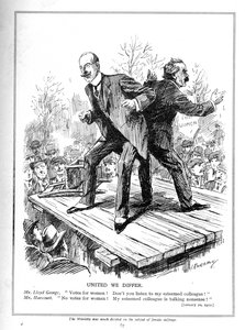 Lloyd George y Harcourt, ambos ministros en el Gobierno Liberal, en desacuerdo sobre dar votos a las mujeres, 1910 de Leonard Raven Hill