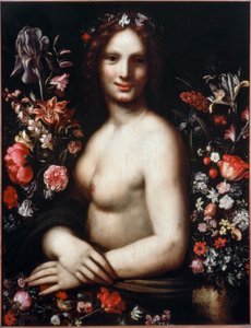 Busto de una joven llamada Flora entre las flores (detalle)