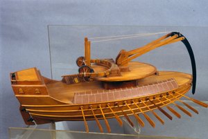 Escorpio, barco con espolón. Modelo del dibujo de Leonardo da Vinci. Museo de Ciencia y Tecnología, Milán
