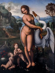 Leda y el cisne, Óleo sobre lienzo