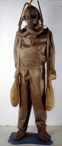 Modelo de un traje hecho a partir del diseño de Leonardo da Vinci (1452 - 1519). Museo de Ciencia y Tecnología, Milán