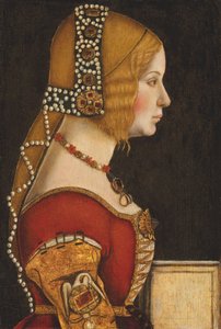 Retrato de Isabel de Aragón, duquesa de Milán (1470-1524), de medio cuerpo, de perfil a la derecha (óleo sobre tabla) de Leonardo da (circle of) Vinci