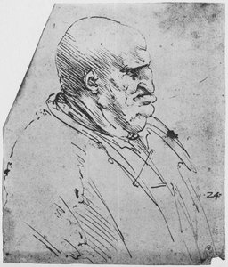 Un perfil grotesco de un hombre hacia la derecha, c1480 1945 de Leonardo da Vinci