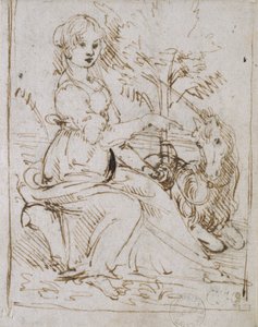 Una Doncella con un Unicornio, finales de 1470s de Leonardo da Vinci